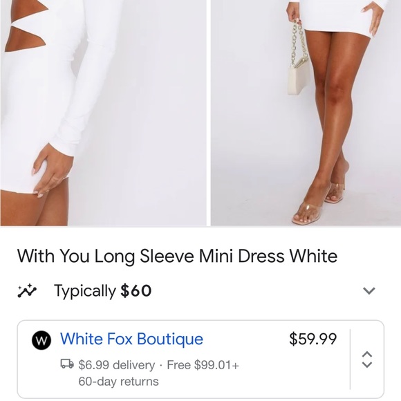 With You Long Sleeve Mini Dress - White - Picture 6 of 6
